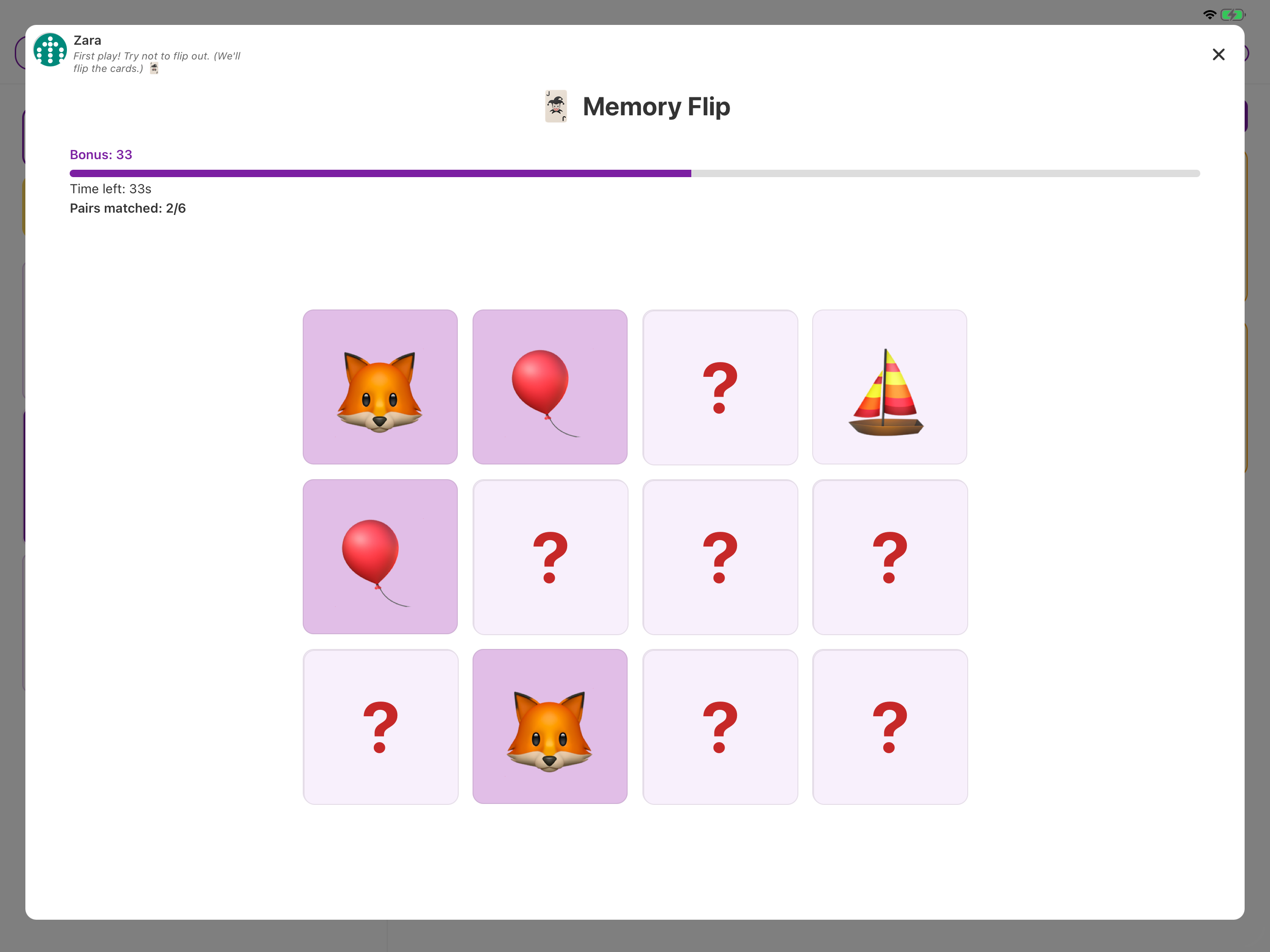 Memory Flip — match emoji pairs on a timed board