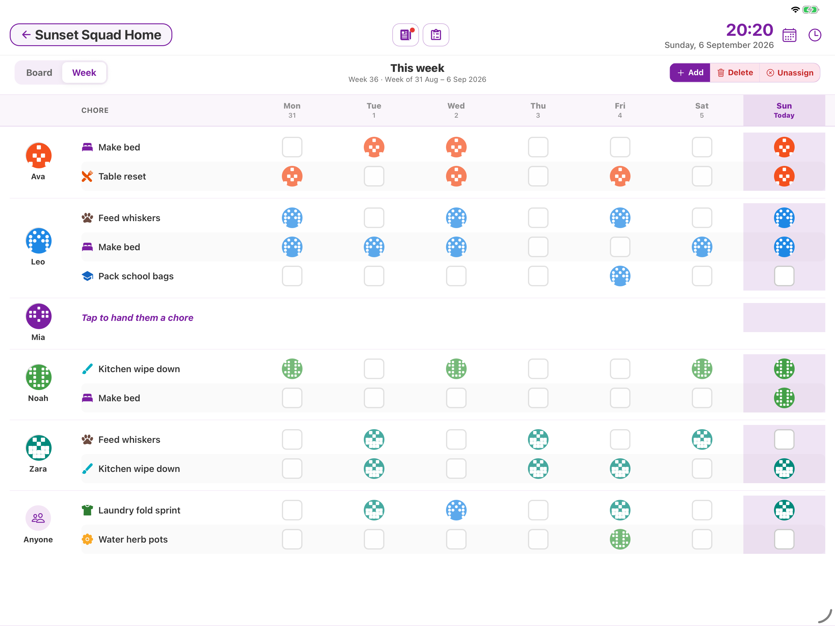 How do I assign a chore in Week? – screenshot 2